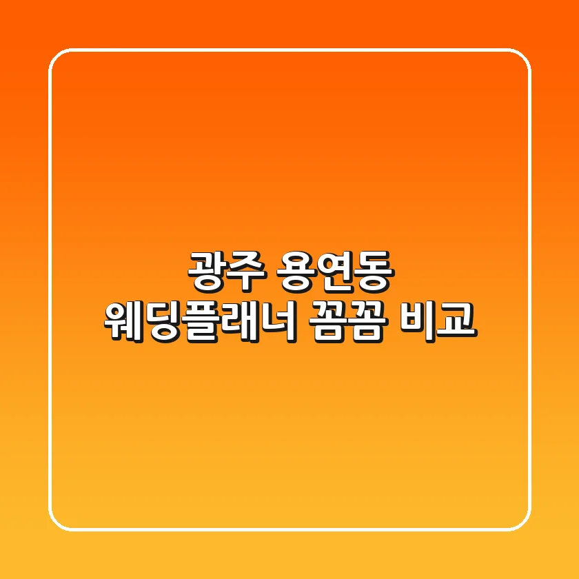 광주 용연동 웨딩플래너 꼼꼼 비교
