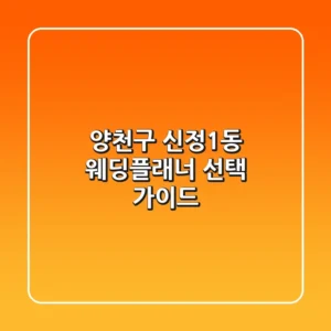 양천구 신정1동 웨딩플래너 선택 가이드