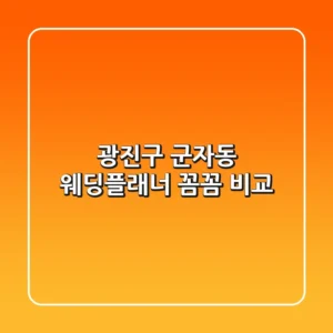 광진구 군자동 웨딩플래너 꼼꼼 비교