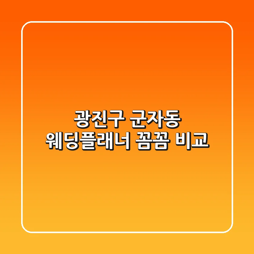 광진구 군자동 웨딩플래너 꼼꼼 비교
