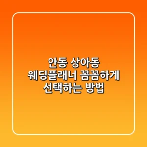 안동 상아동 웨딩플래너, 꼼꼼하게 선택하는 방법