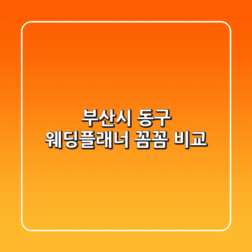부산시 동구 웨딩플래너 꼼꼼 비교