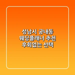 성남시 궁내동 웨딩플래너 추천: 후회없는 선택!