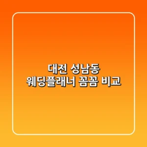 대전 성남동 웨딩플래너 꼼꼼 비교