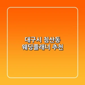 대구시 침산동 웨딩플래너 추천