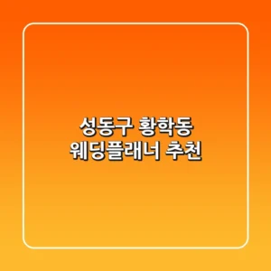 성동구 황학동 웨딩플래너 추천