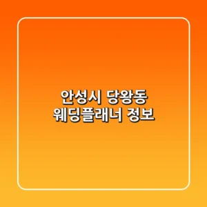 안성시 당왕동 웨딩플래너 정보