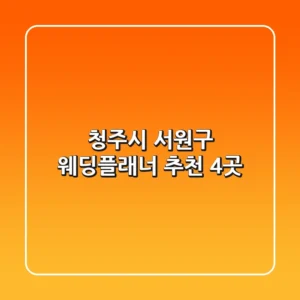 청주시 서원구 웨딩플래너 추천 4곳