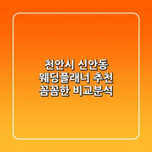천안시 신안동 웨딩플래너 추천 | 꼼꼼한 비교분석