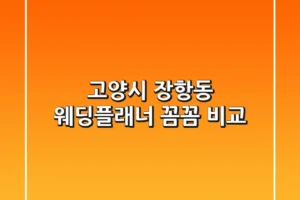 고양시 장항동 웨딩플래너 꼼꼼 비교