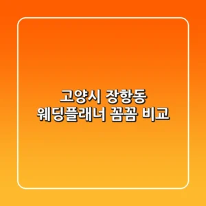 고양시 장항동 웨딩플래너 꼼꼼 비교