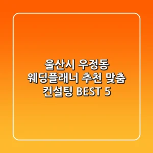 울산시 우정동 웨딩플래너 추천 | 맞춤 컨설팅 BEST 5