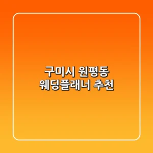 구미시 원평동 웨딩플래너 추천
