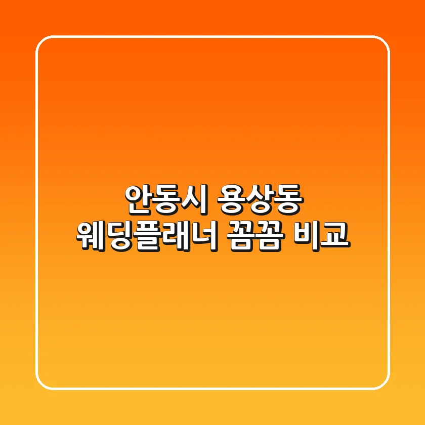 안동시 용상동 웨딩플래너 꼼꼼 비교
