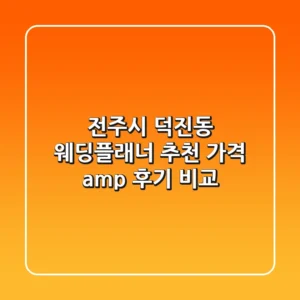 전주시 덕진동 웨딩플래너 추천 | 가격 & 후기 비교