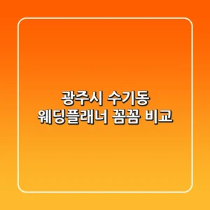 광주시 수기동 웨딩플래너 꼼꼼 비교