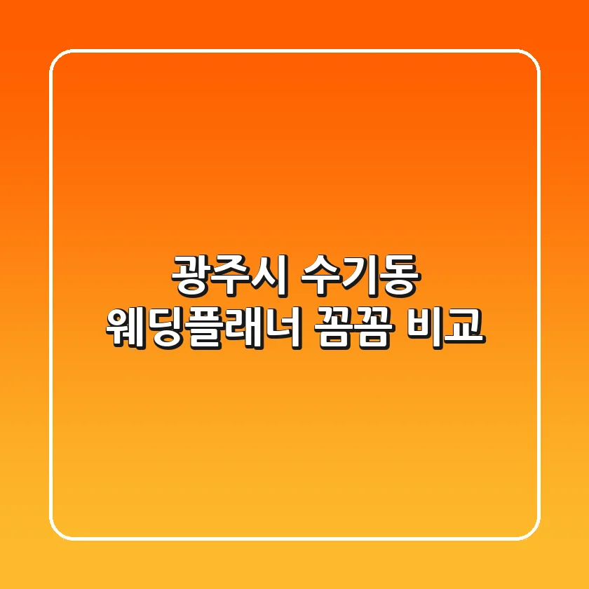 광주시 수기동 웨딩플래너 꼼꼼 비교