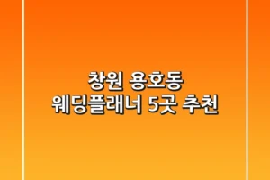 창원 용호동 웨딩플래너 5곳 추천