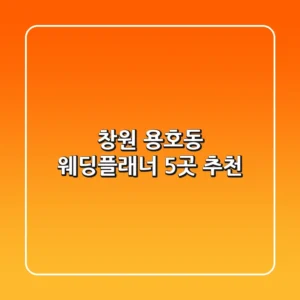 창원 용호동 웨딩플래너 5곳 추천