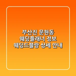 부산진 문현동 웨딩플래너 정보: 웨딩드블랑 상세 안내