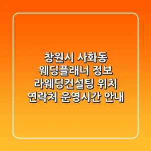 창원시 사화동 웨딩플래너 정보: 라웨딩컨설팅 위치, 연락처, 운영시간 안내