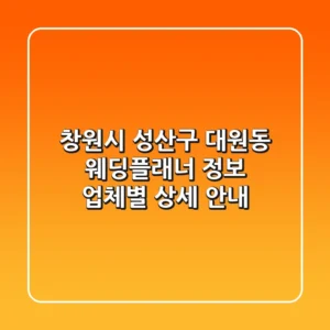 창원시 성산구 대원동 웨딩플래너 정보: 업체별 상세 안내