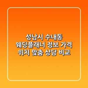 성남시 수내동 웨딩플래너 정보: 가격, 위치, 맞춤 상담 비교
