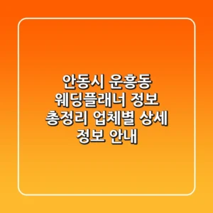 안동시 운흥동 웨딩플래너 정보 총정리 - 업체별 상세 정보 안내