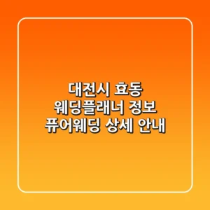 대전시 효동 웨딩플래너 정보: 퓨어웨딩 상세 안내