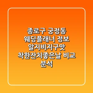 종로구 궁정동 웨딩플래너 정보: 알지비지구맛, 착한잔치좋은날 비교 분석