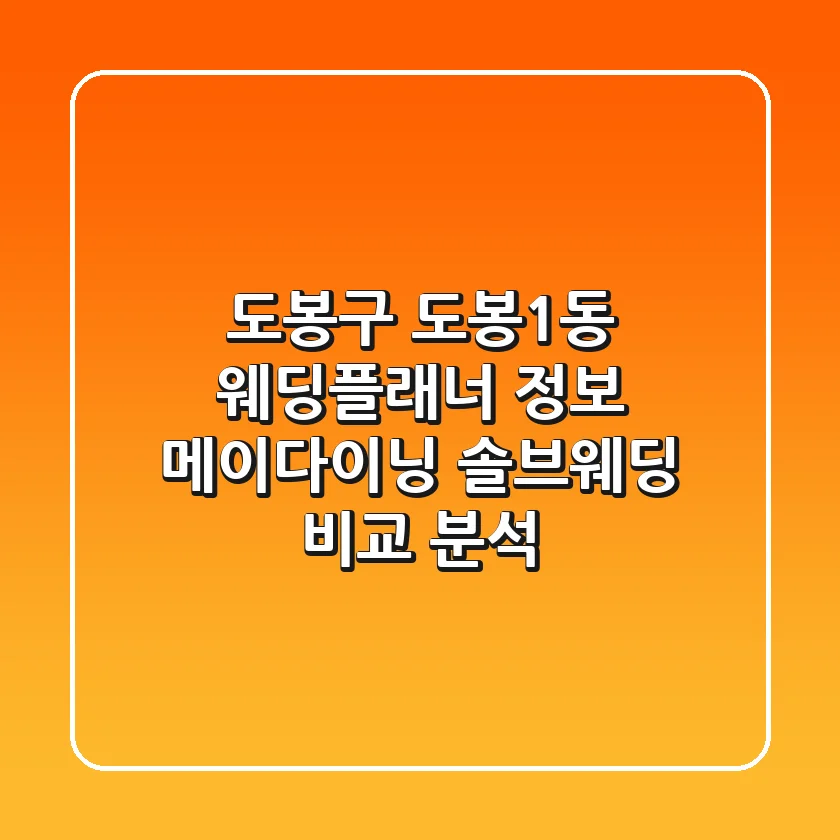 도봉구 도봉1동 웨딩플래너 정보: 메이다이닝, 솔브웨딩 비교 분석