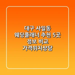 대구 사일동 웨딩플래너 추천: 5곳 정보 비교 (가격/위치/상담)