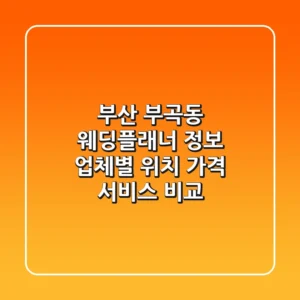부산 부곡동 웨딩플래너 정보: 업체별 위치, 가격, 서비스 비교