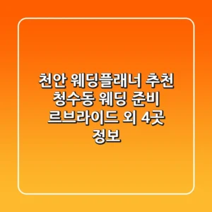 천안 웨딩플래너 추천 - 청수동 웨딩 준비, 르브라이드 외 4곳 정보