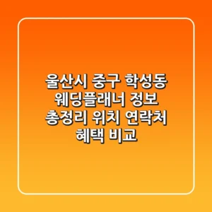 울산시 중구 학성동 웨딩플래너 정보 총정리 - 위치, 연락처, 혜택 비교