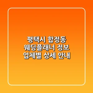 평택시 합정동 웨딩플래너 정보: 업체별 상세 안내