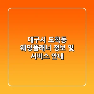 대구시 도학동 웨딩플래너 정보 및 서비스 안내