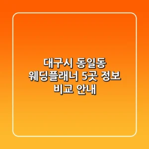 대구시 동일동 웨딩플래너 5곳 정보 비교 안내
