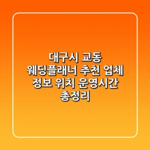 대구시 교동 웨딩플래너 추천 - 업체 정보, 위치, 운영시간 총정리