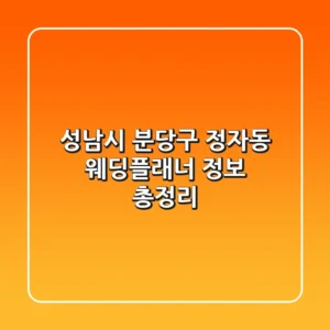 성남시 분당구 정자동 웨딩플래너 정보 총정리