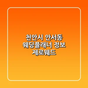 천안시 안서동 웨딩플래너 정보 - 제로웨드