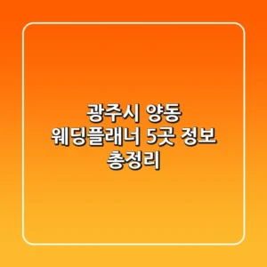 광주시 양동 웨딩플래너 5곳 정보 총정리