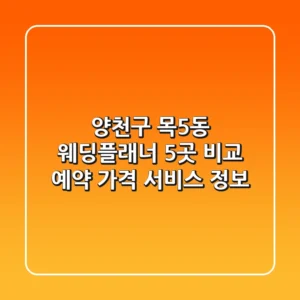 양천구 목5동 웨딩플래너 5곳 비교: 예약, 가격, 서비스 정보