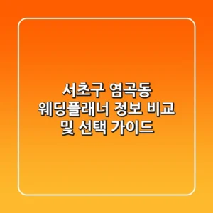 서초구 염곡동 웨딩플래너 정보 비교 및 선택 가이드