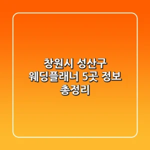 창원시 성산구 웨딩플래너 5곳 정보 총정리