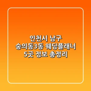 인천시 남구 숭의동3동 웨딩플래너 5곳 정보 총정리