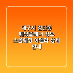 대구시 검단동 웨딩플래너 정보 - 스몰웨딩 아델라 상세 안내