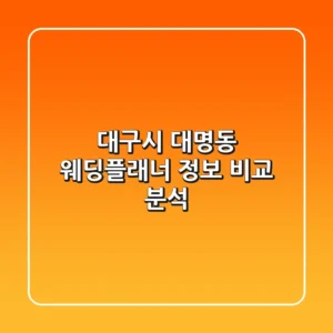 대구시 대명동 웨딩플래너 정보 비교 분석