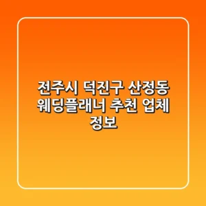전주시 덕진구 산정동 웨딩플래너 추천 업체 정보