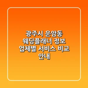 광주시 운암동 웨딩플래너 정보 - 업체별 서비스 비교 안내